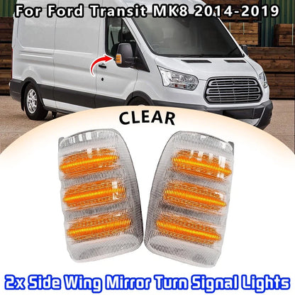 Clear Side Mirror Turn Signal Light Pair for Ford Transit 150 250 350HD (2015–2023)