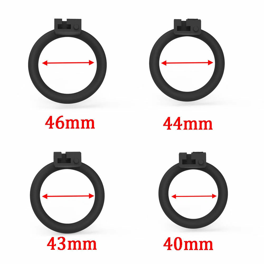 Positive/Negative Male Chastity Cage with 4 Rings for Universal Fit