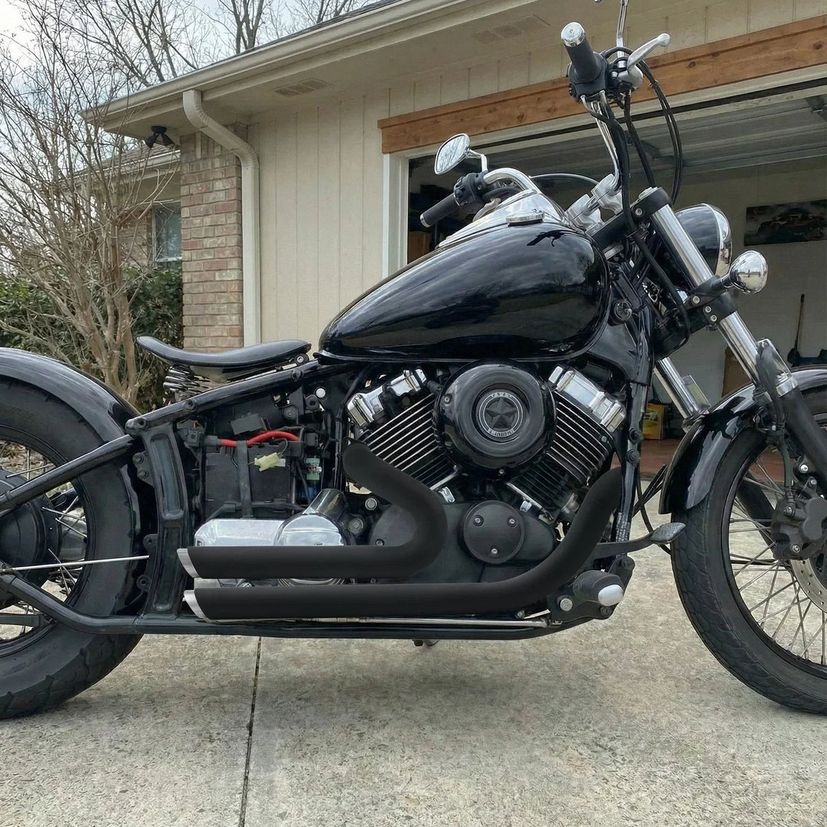 Shortshots Staggered Exhaust Pipes for Yamaha V Star 650 (1998–2010)
