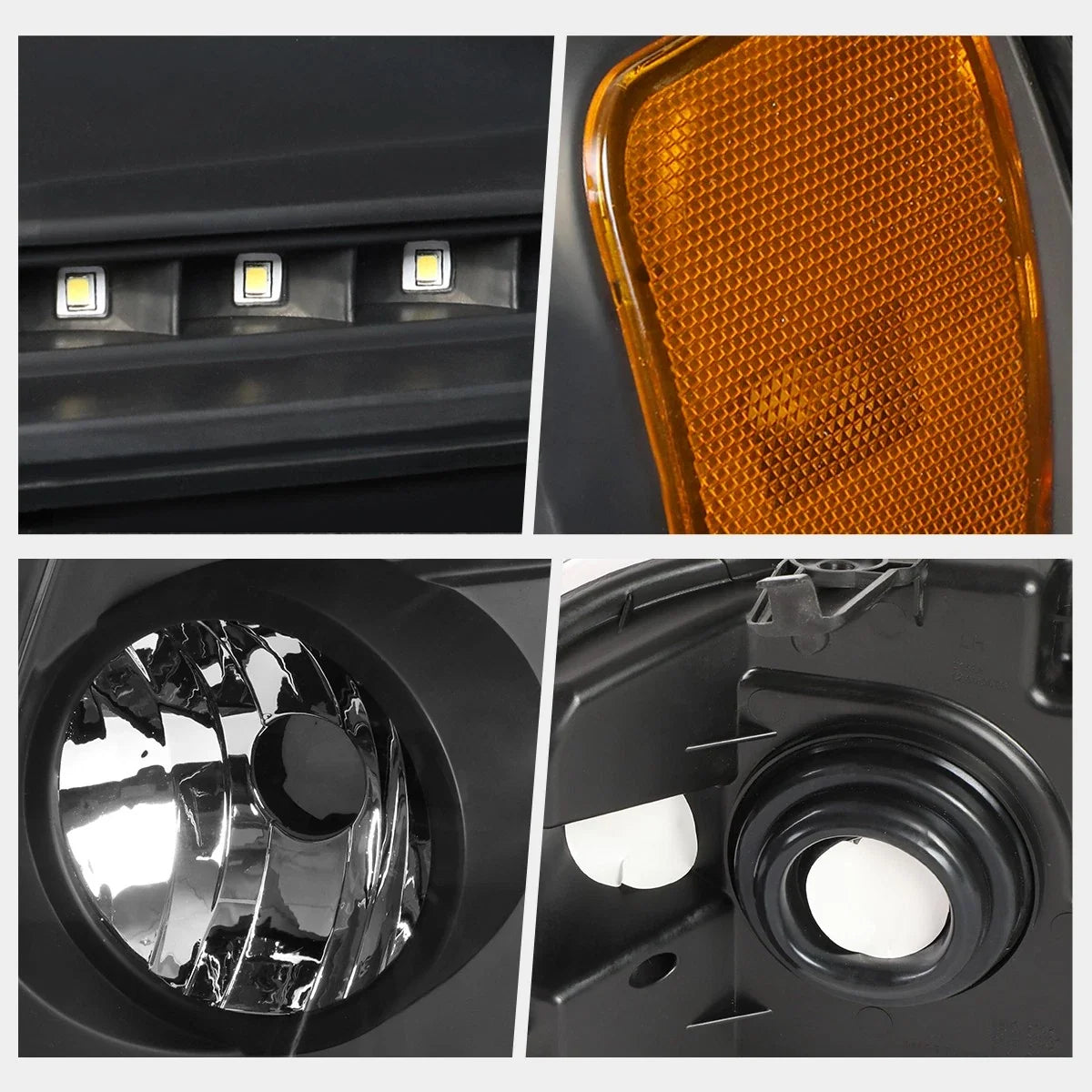 LED DRL Strip Headlight for Ford F150 (2004–2008) Black Housing Amber Corner