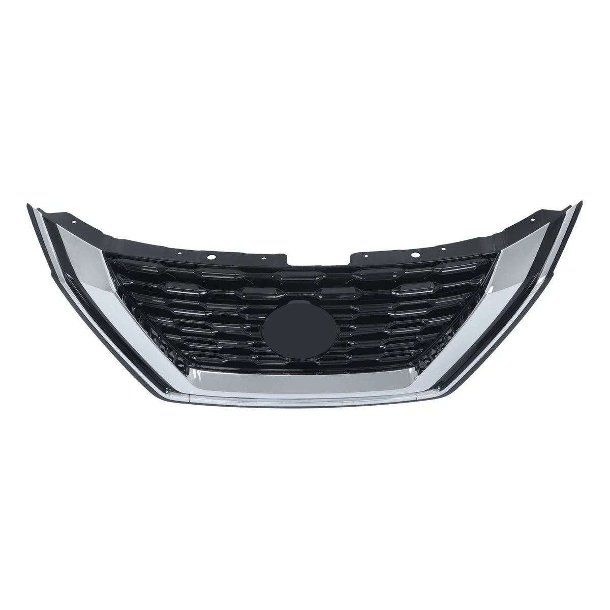Front Upper Grille with Camera Hole for Nissan Rogue (2021–2023) Chrome Black