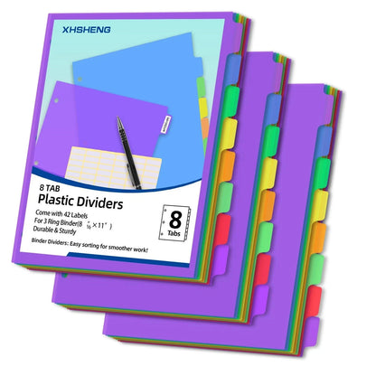 24PCS Set of 3-Ring Binder Dividers with Tabs for Organizing (No Year)