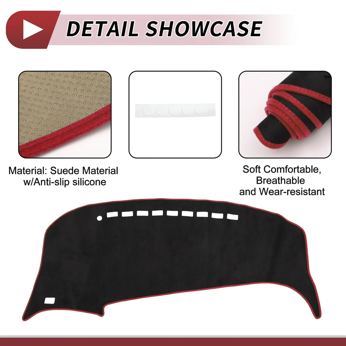Dashboard Cover Mat for Toyota Estima 50 Series (2006–2019) Black Red