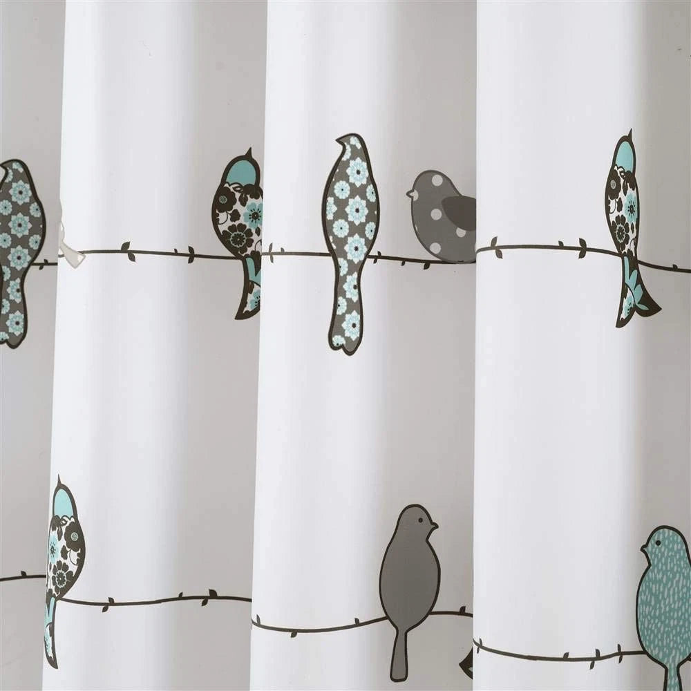 Rowley Birds Shower Curtain for Lush Decor (72 x 72 Inch) Blue Gray