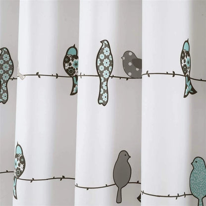 Rowley Birds Shower Curtain for Lush Decor (72 x 72 Inch) Blue Gray