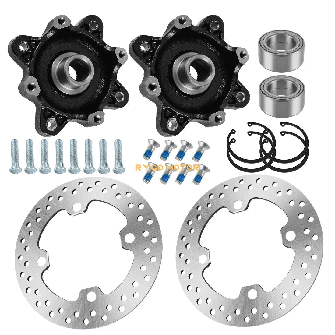 Set of 2 Front Wheel Hub Disc Rotors Bearings for Polaris Ranger 900 800 500