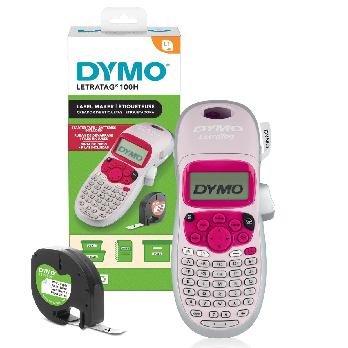 Label Maker for DYMO LetraTag LT-100H (Handheld, Pink)