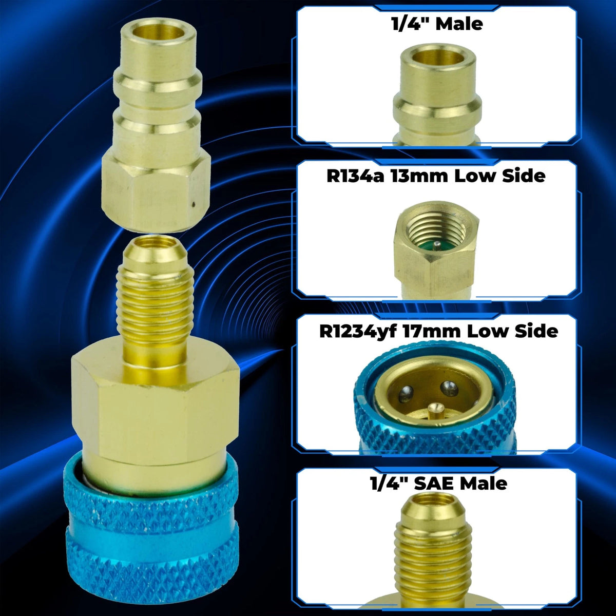 R134a to R1234yf Quick Coupler Adapter for Automotive Refrigerant (0.25 Inch)