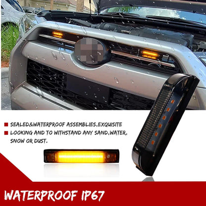 2X Smoke Lens Amber LED Front Grille DRL Running Light for Toyota Tacoma