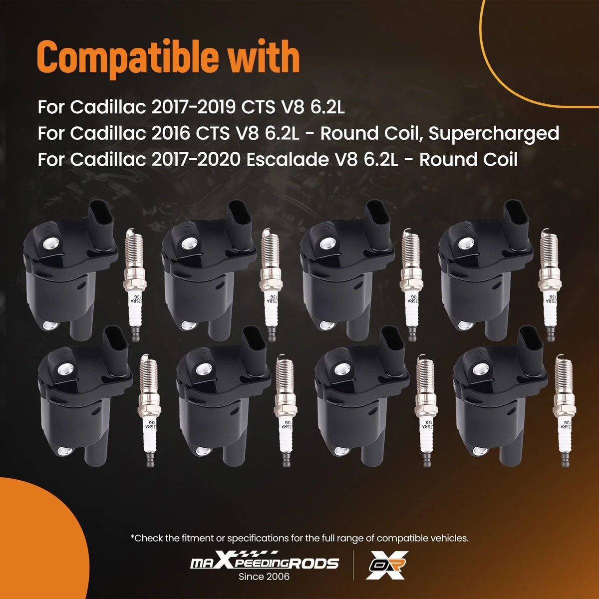 8pcs Ignition Coils + Spark Plugs for GMC Sierra Yukon V8 5.3L 6.2L (2014–2019)