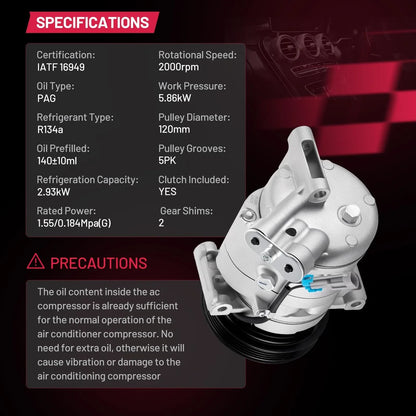 A/C Compressor for Chevrolet Equinox GMC Terrain 2.4L (2010–2011) CO 22276C