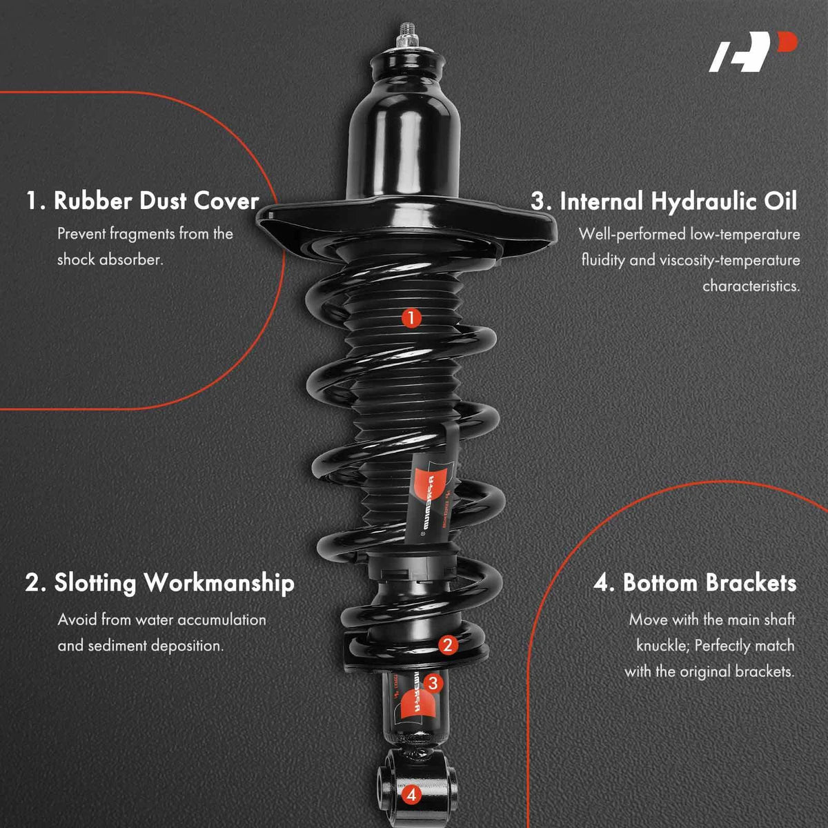 Set of 2 Rear Struts w/ Coil Spring Assembly for Honda Pilot (2016–2022) 28920762, 2355016L, 2355016R