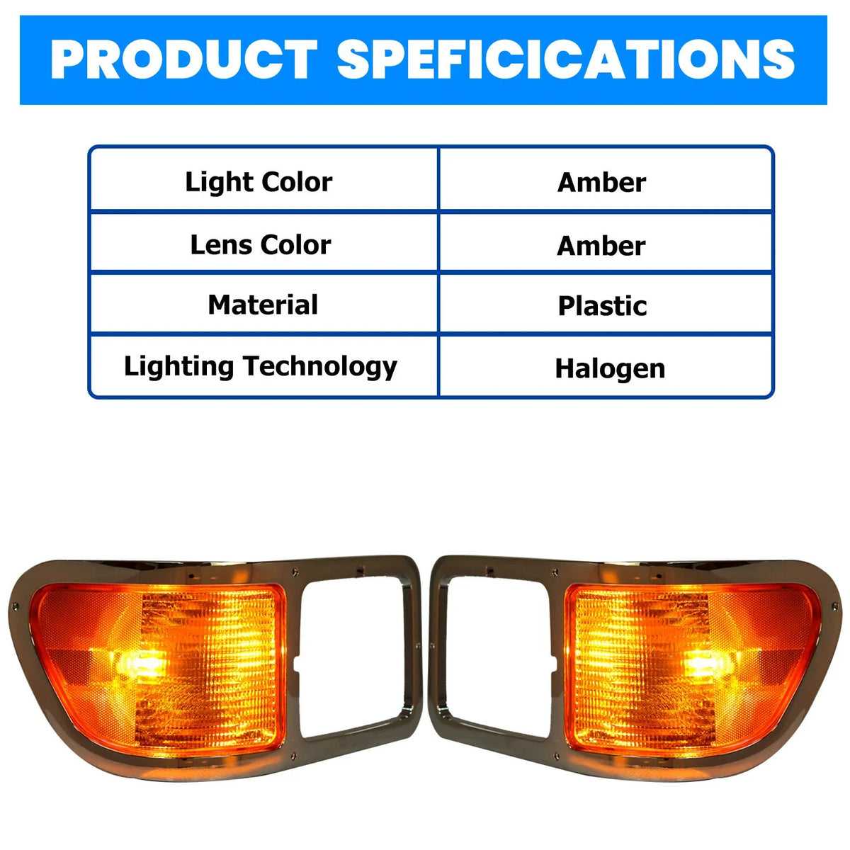 Set of 2 Headlight Bezel Trim for Ford F650 F750 (2000–2015) W/Bulbs