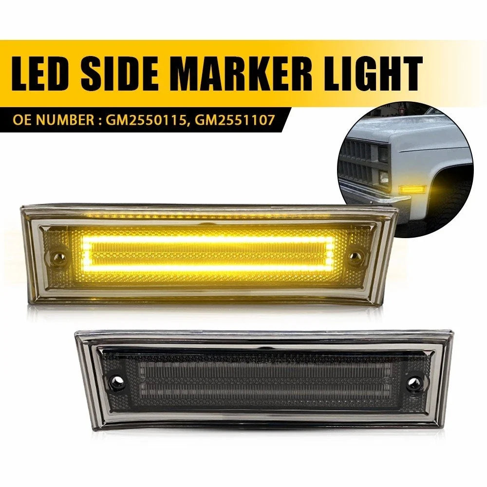 2X Amber LED Side Marker Lights for Chevrolet GMC K5 Suburban (1981–1991)
