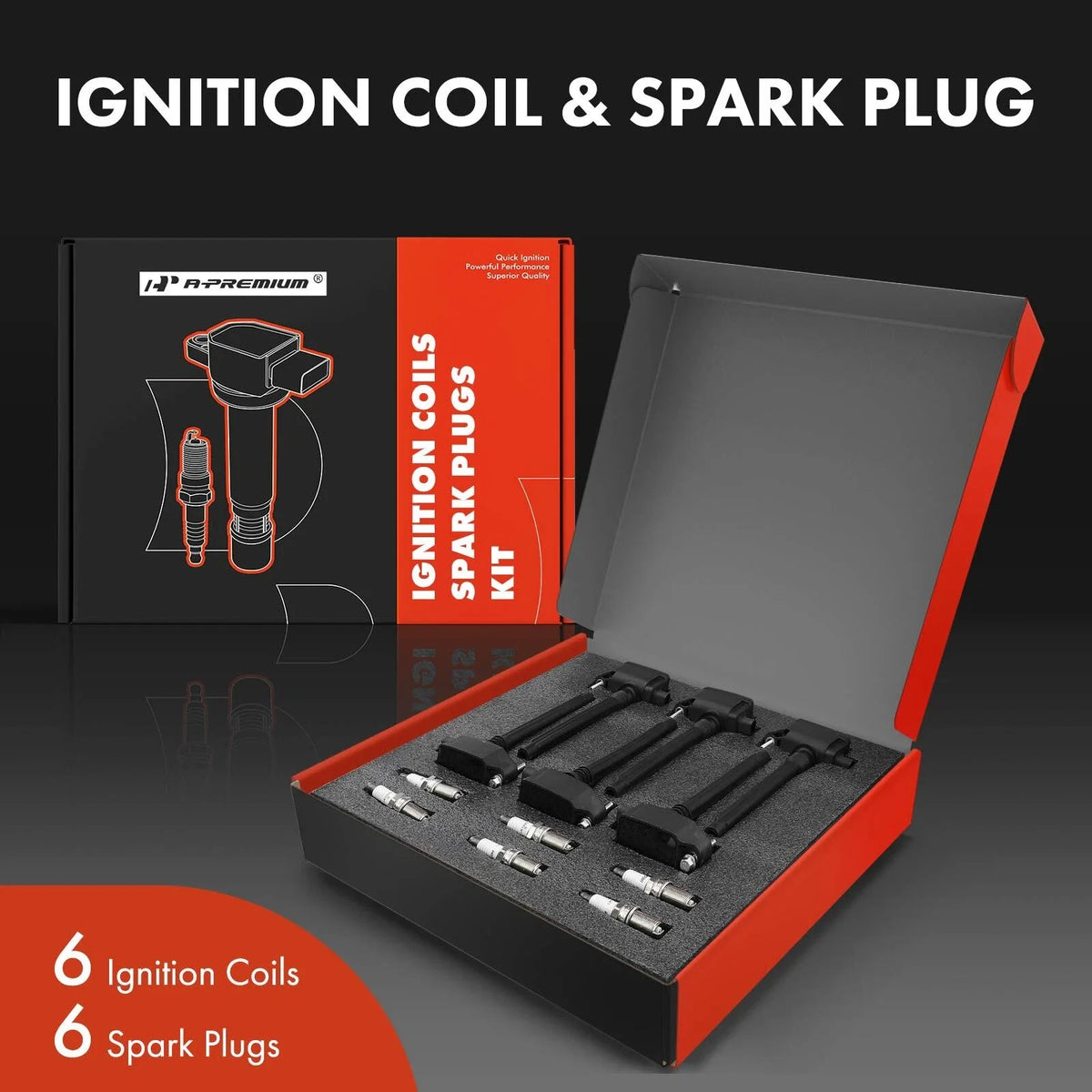 Set of 6 Ignition Coils & Iridium Spark Plugs for Jeep Grand Cherokee (2016–2018)