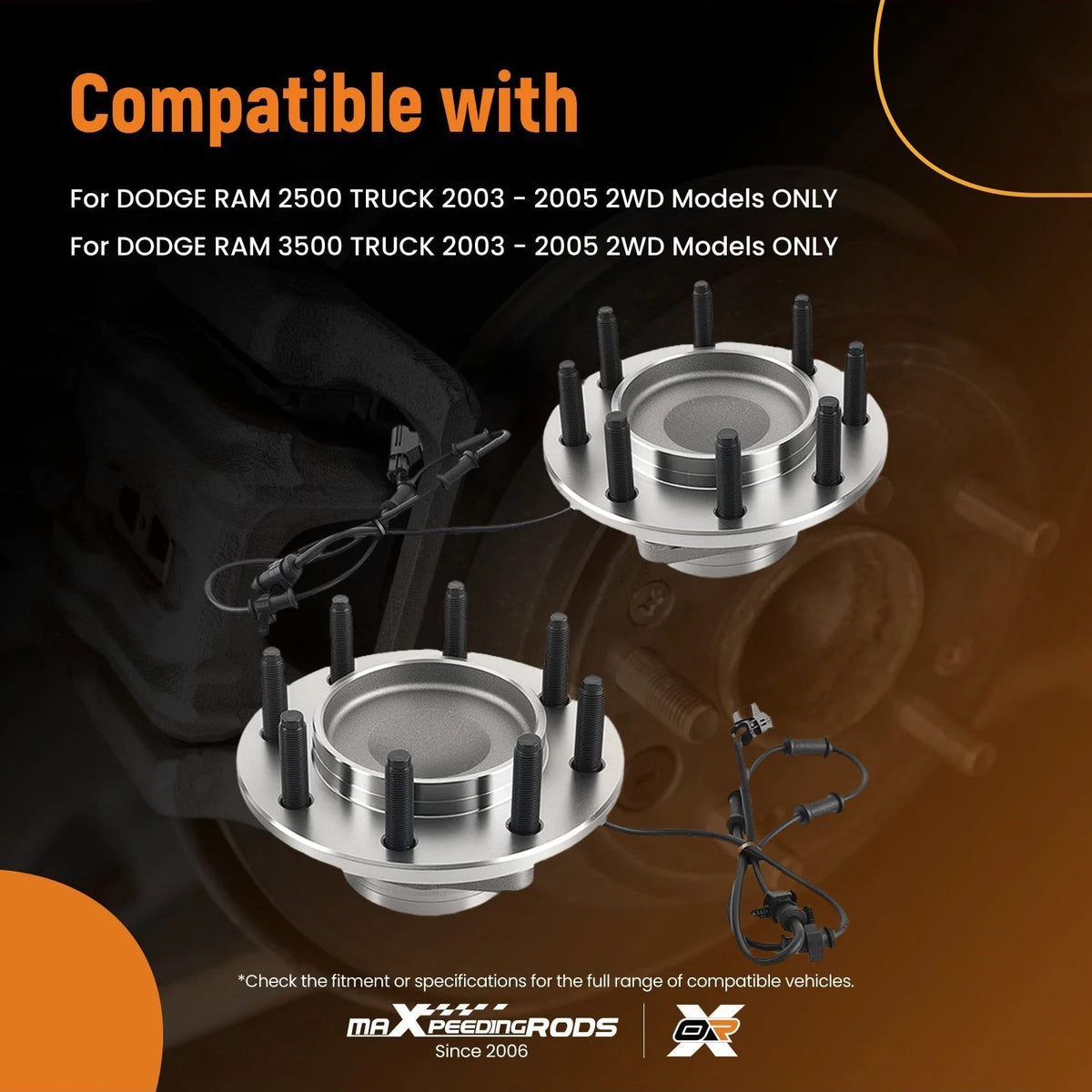 2X Front LH RH Wheel Bearing Hubs Assembly for Dodge Ram 2500 3500 (2003–2005)