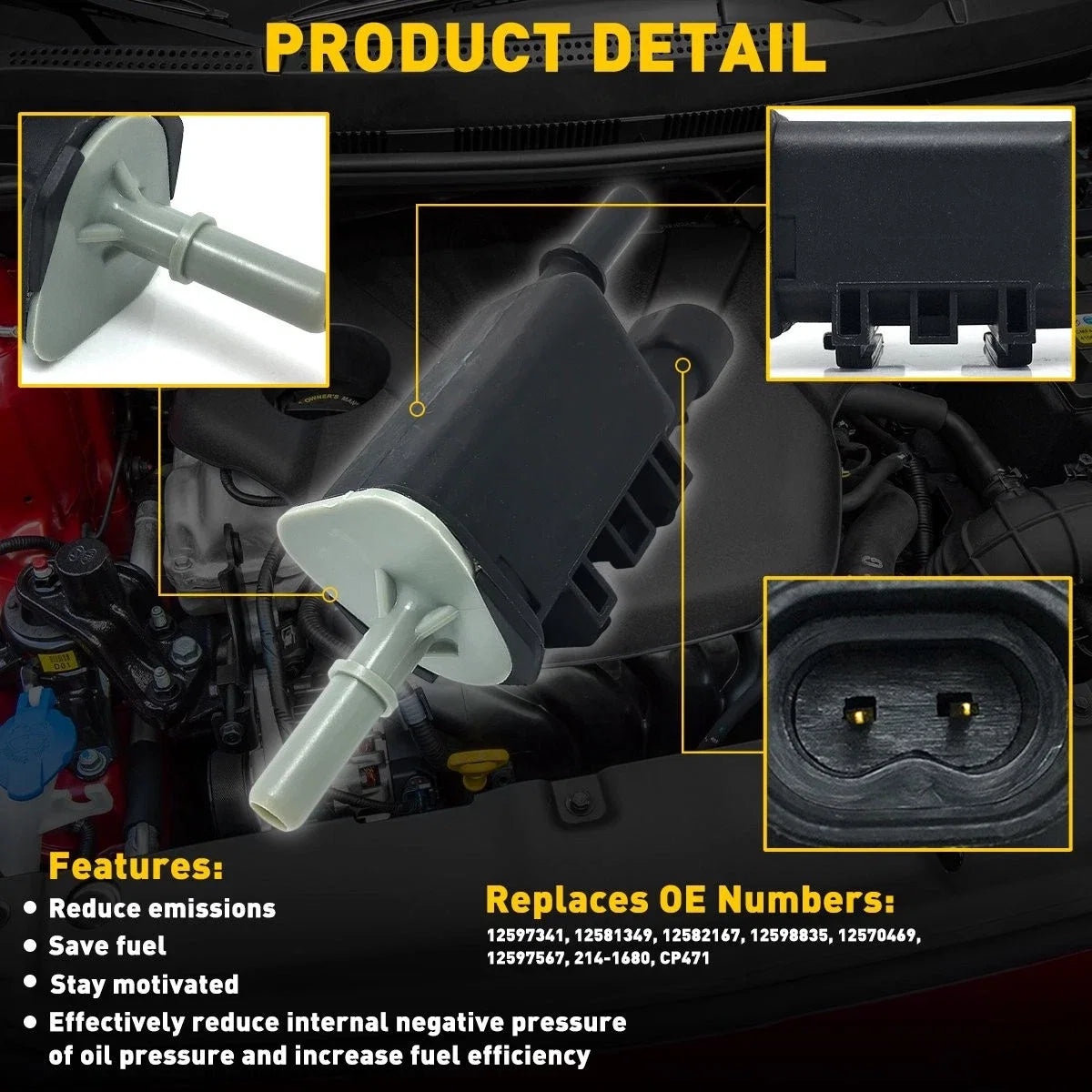 Vapor Canister Purge Valve for Suburban 1500 2500 (2007–2013), Savana 1500 2500 (2008–2013)