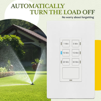 30-Min Countdown Timer Switch for Bathroom Fans and Lights (White)
