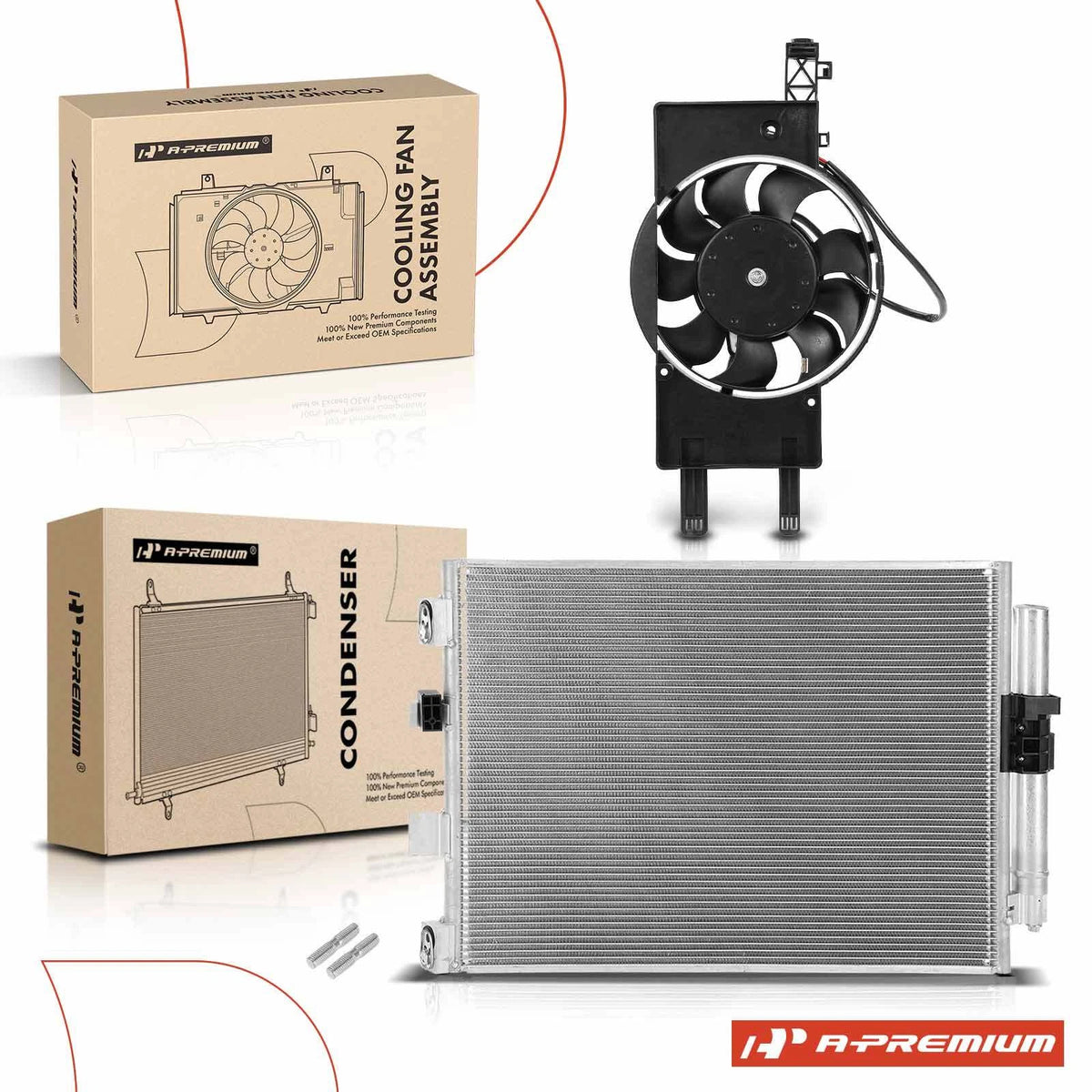 A/C Condenser & Cooling Fan Assembly for Ford Focus (2012–2018) DV6Z19712B, DV6Z19712C, 30068