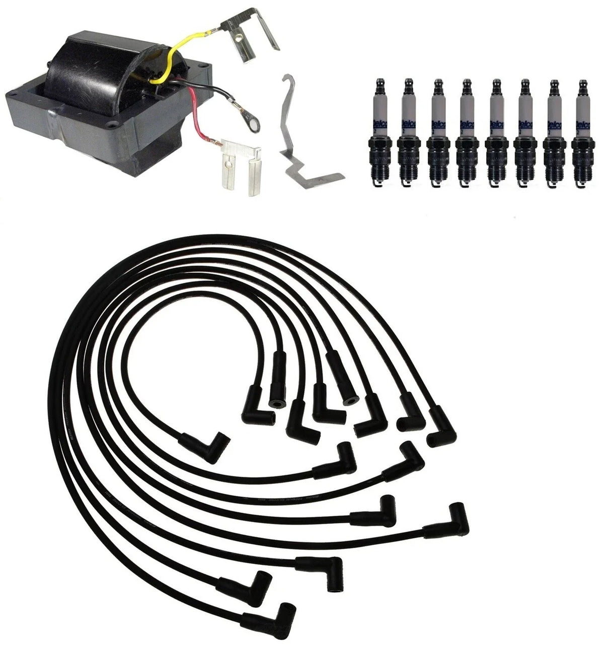 Ignition Wires 1 Coil 8 Spark Plugs Kit ACDelco for Pontiac Oldsmobile GMC Chevy