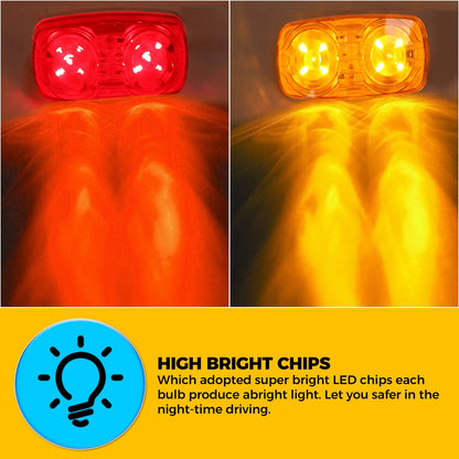 Trailer Marker LED Light for Clearance (Red/Amber) - 10 Diodes