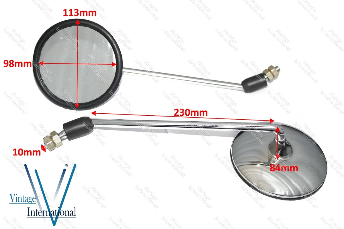 Mirror Set for Vespa Px 125/150 (Chrome Plated)