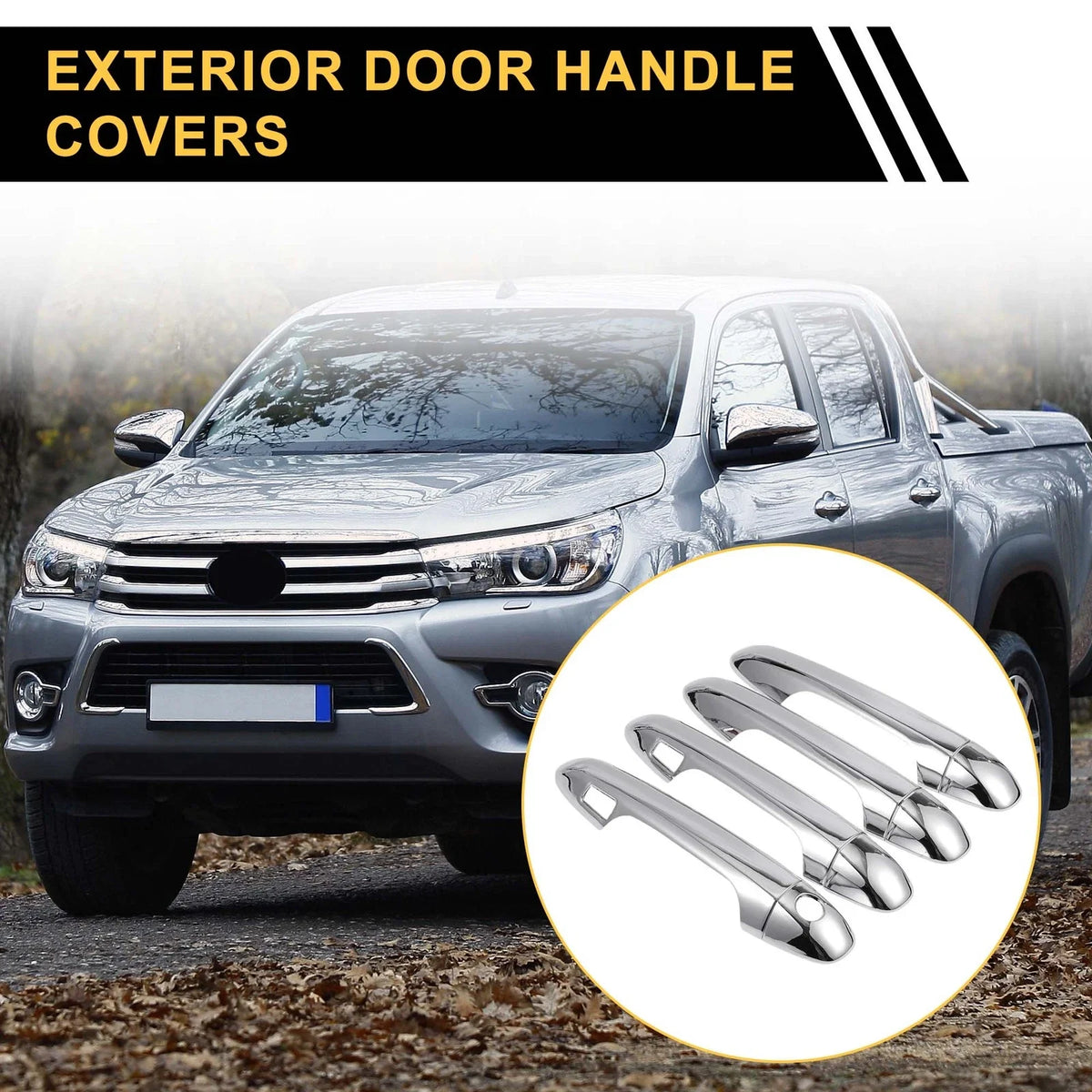 Set of 4 Exterior Door Handle Covers for Toyota Tacoma (2016–2023) - Chrome
