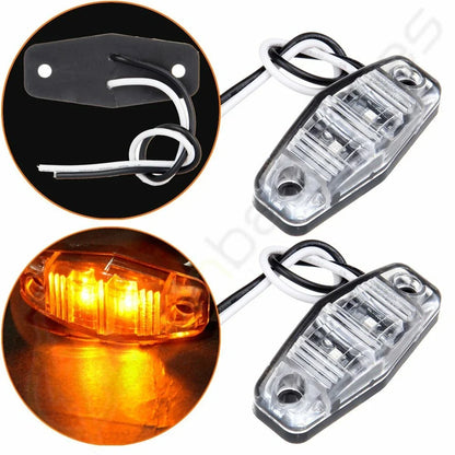 2X Clear Lens Amber LED Mini Side Marker Clearance Lamp 2.5''
