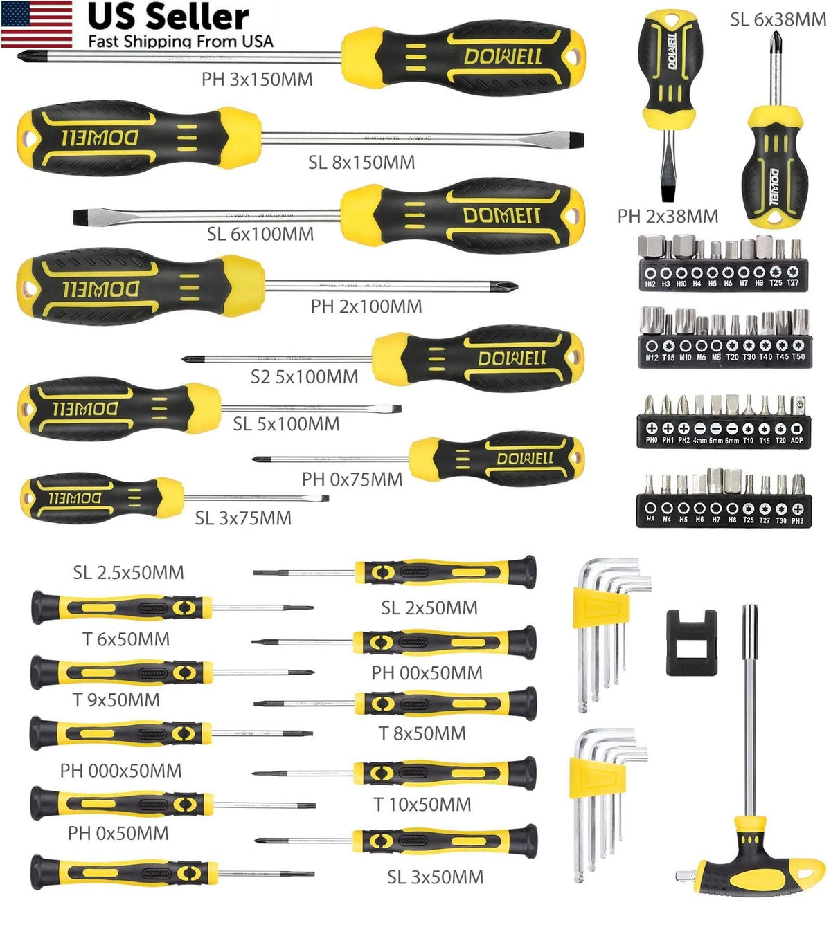 108-Piece Magnetic Screwdriver Set for Automotive Use