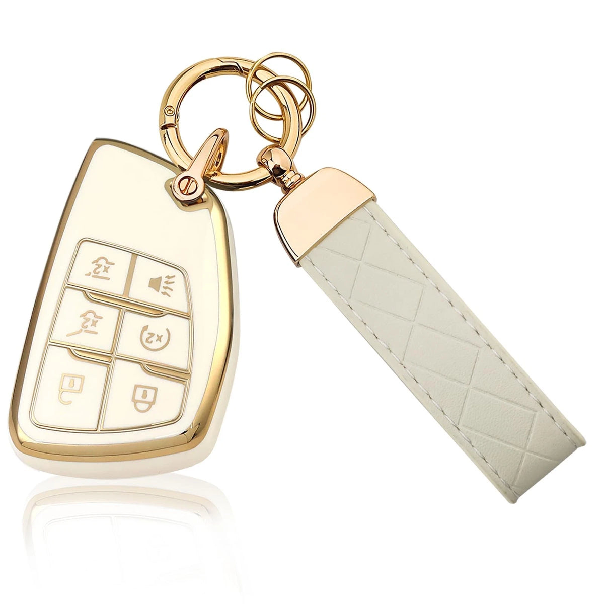 TPU Key Fob Cover with Leather Keychain for GMC & Chevy (2021–2026)