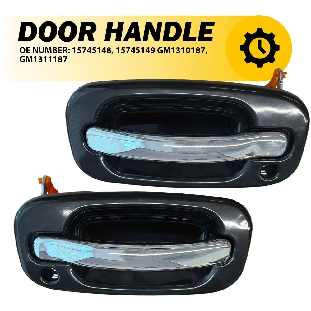 Set of 2 Exterior Door Handles for Silverado Pickup Truck (Chrome, 2007–2013)