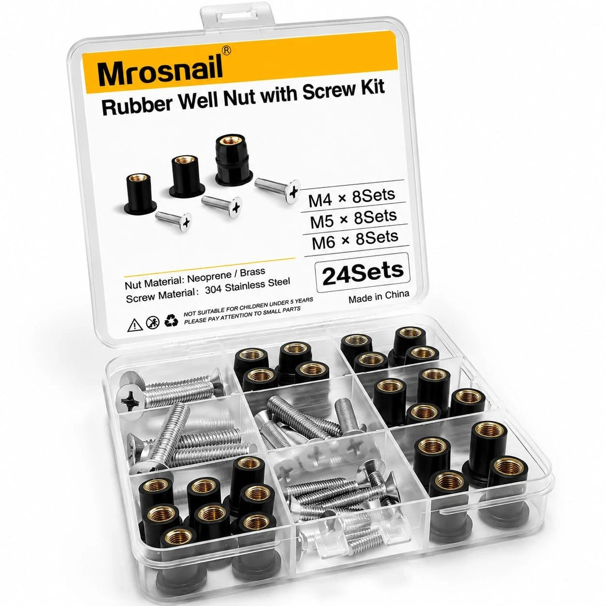 24Pcs Neoprene Well Nuts Kit for Automotive Applications (Universal)