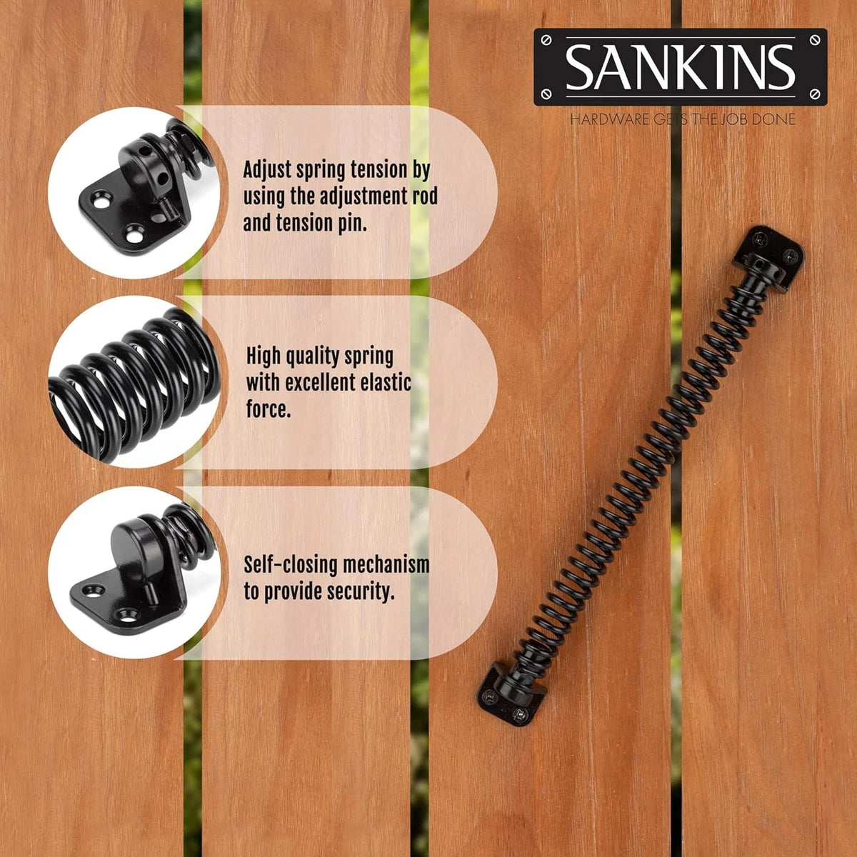 11-1/2" Heavy Duty Self Closing Gate Spring for Outdoor Doors