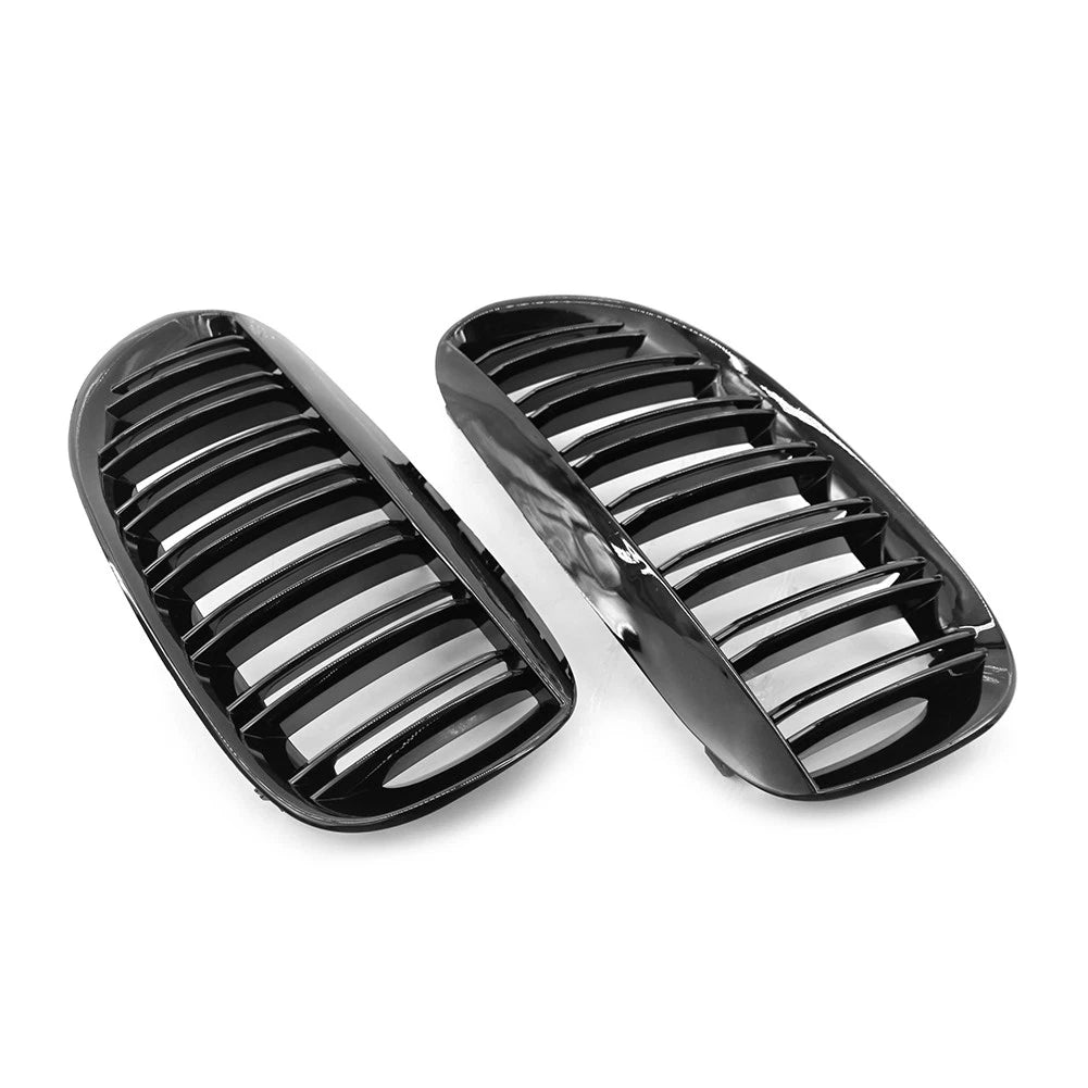 2X Front Kidney Bumper Grille for BMW E63 E64 650i M6 (2004–2010) Gloss Black