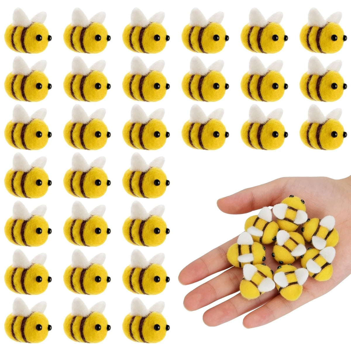 30 Pcs Mini Plush Bees for Crafts and Bee Themed Party Decor