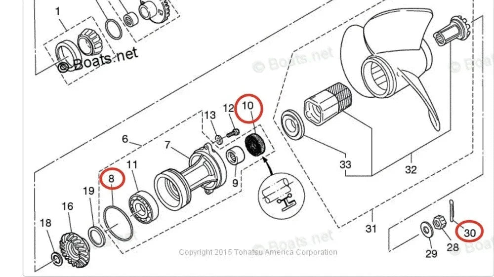 Lower Unit Seal Kit for Tohatsu M80A M90A MD90A2 MD90B MD90C2