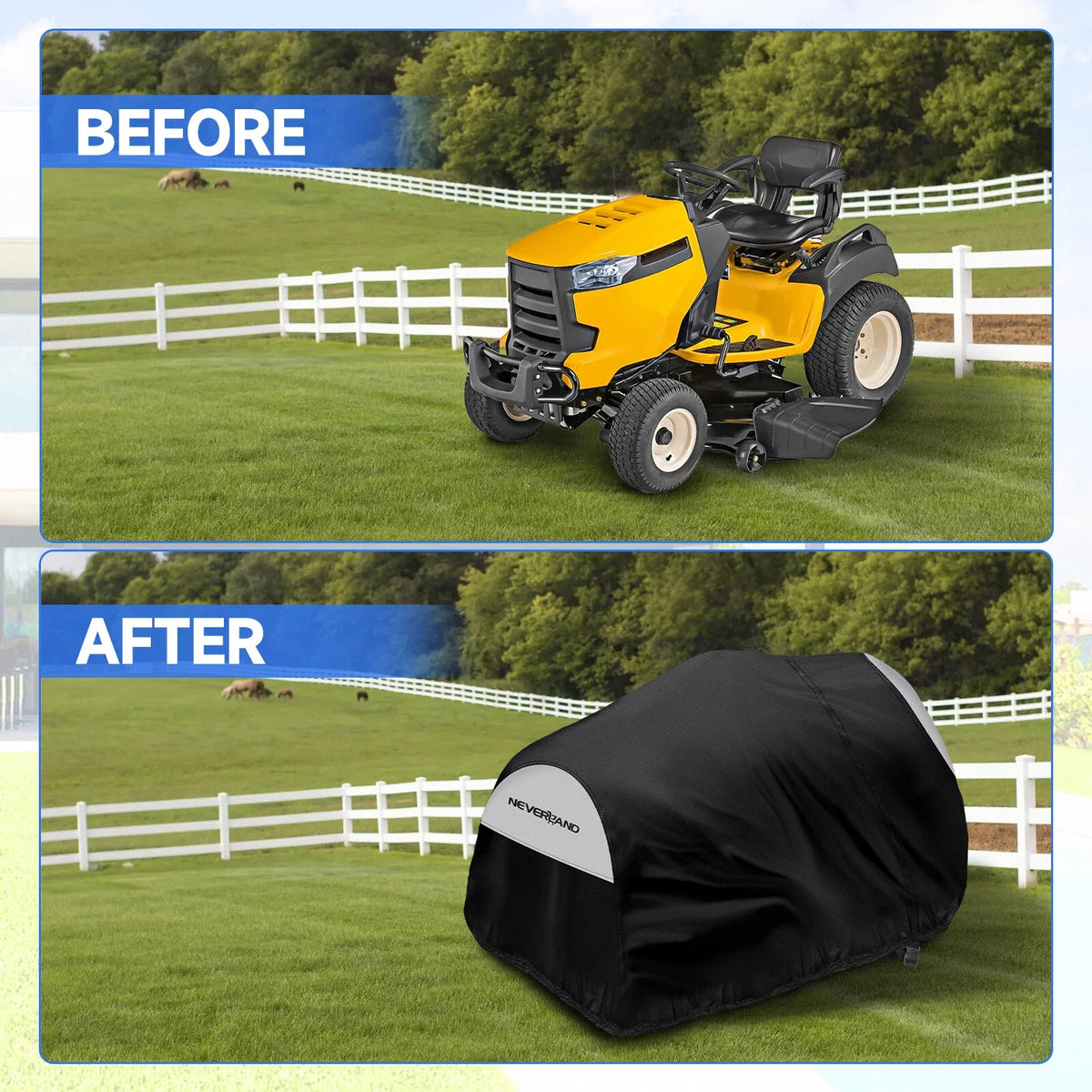 Lawn Mower Tractor Cover Waterproof for Riding Mower (72"L x 54"W x 46"H)