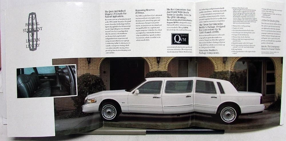 Funeral Vehicle Sales Brochure for Lincoln Town Car (1995)