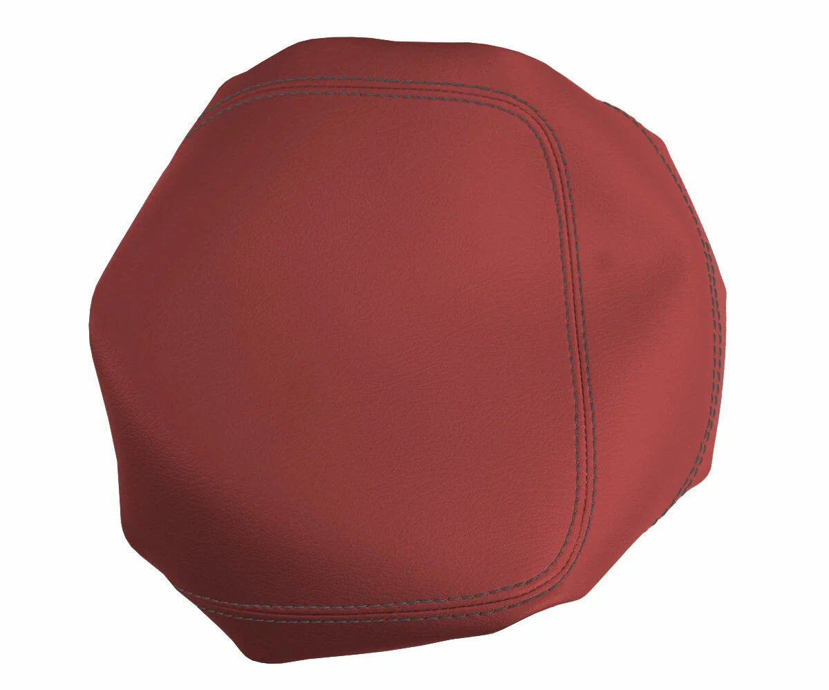 Leather Console Lid Armrest Cover for Ford F150 Lariat (1997–2003) Red Black Stitch