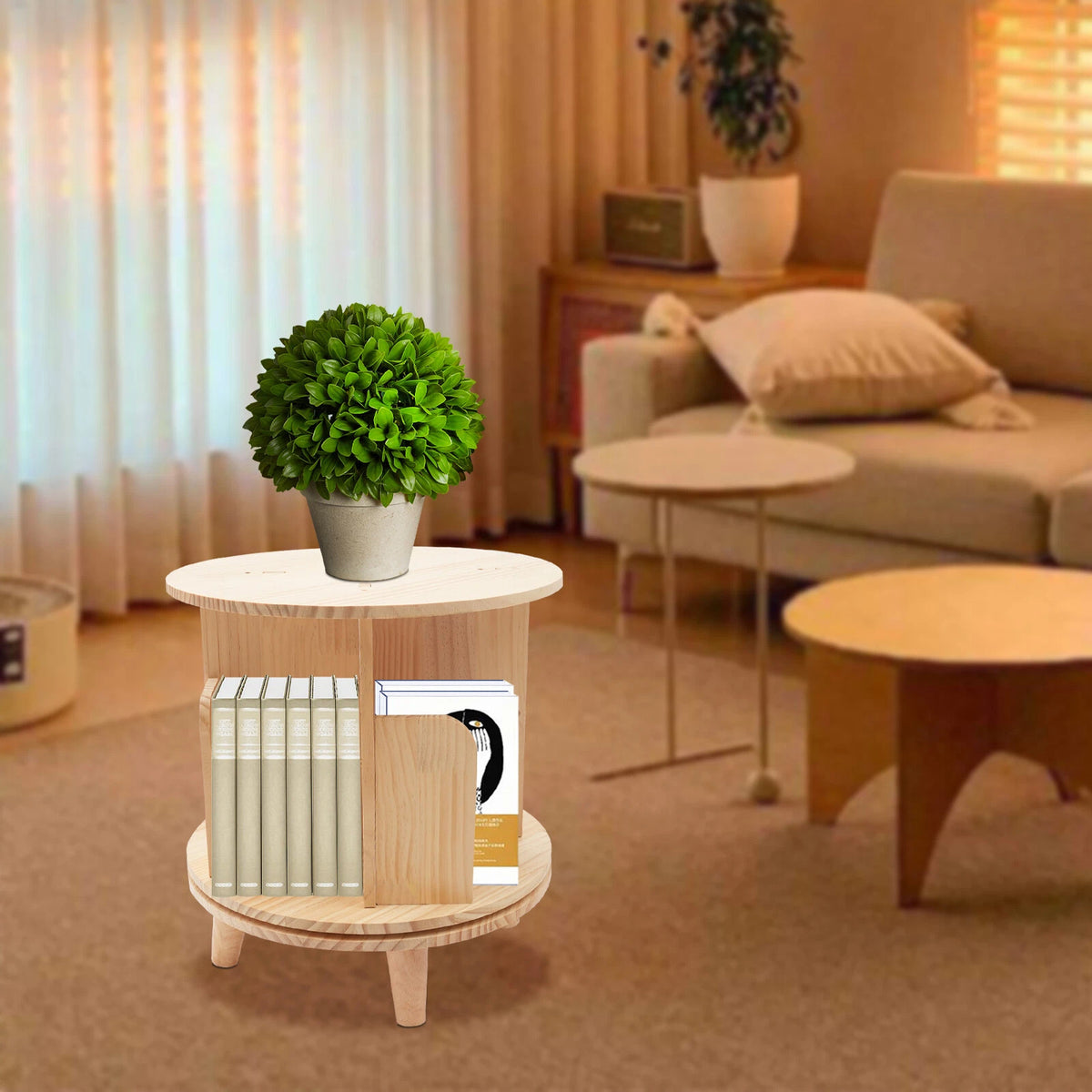 360 Rotating Bookcase Organizer for Floor Storage