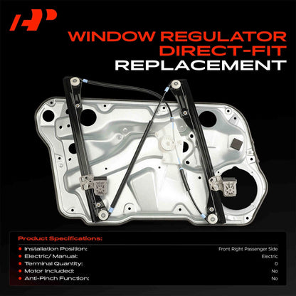 Front Power Window Regulator with Panel for Volkswagen Jetta Golf (1999–2005) 740-925, 1J4837462, 1J4837730BF
