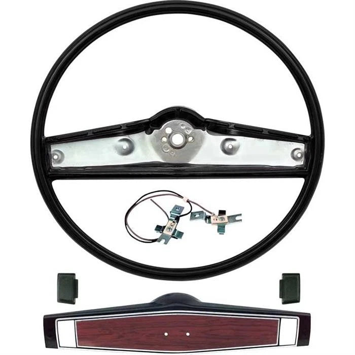 Steering Wheel Kit for OER R3493 (1969–1970) - Black, Cherrywood Shroud