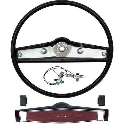 Steering Wheel Kit for OER R3493 (1969–1970) - Black, Cherrywood Shroud