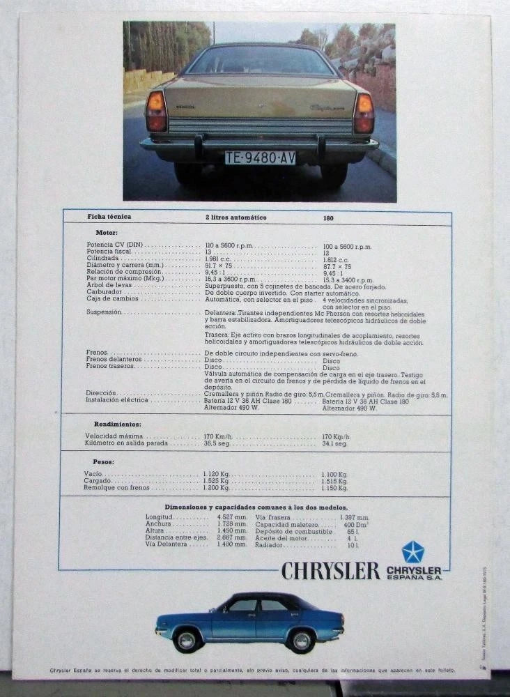 Chrysler El Gran Cambio Sales Brochure (1975) - Spanish Text