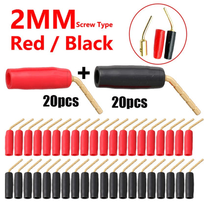 40PC 2mm Banana Plug Pin Screw Type Audio Speaker Cable Connector