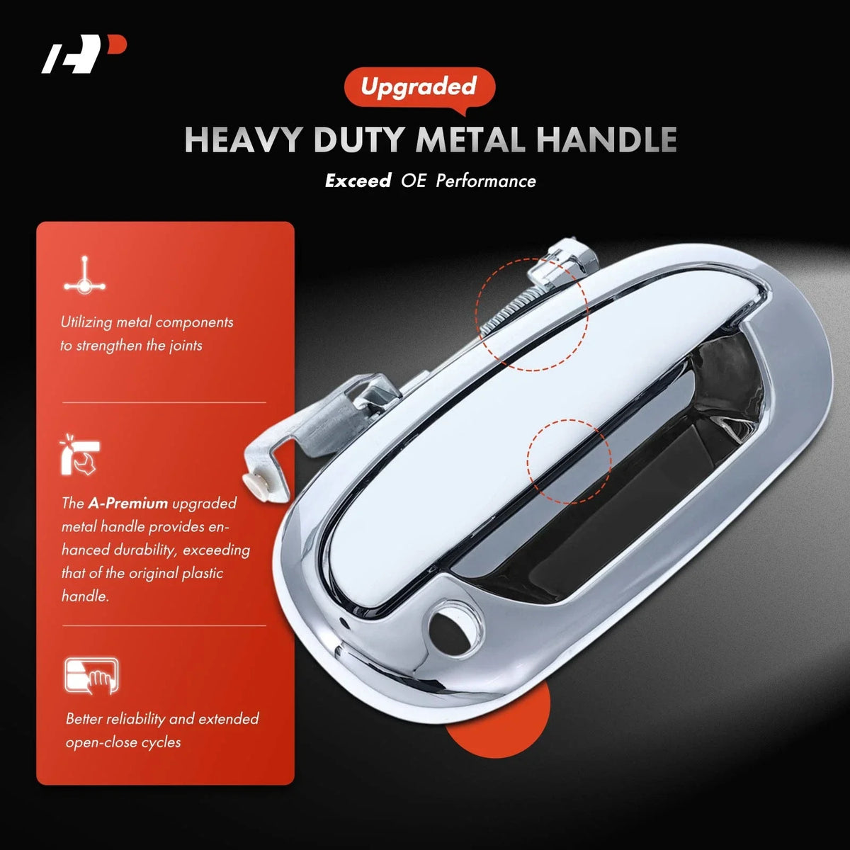 2X Front Metal Exterior Door Handle for Ford F-150 (2004–2023)