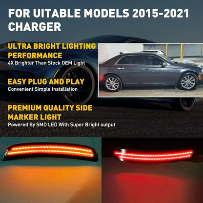 LED Side Marker Light Lamps for Chrysler 300 (2015–2021) - Smoked Lens