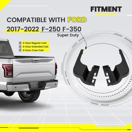 Pair Rear Bumper Step Pad End Caps for Ford F250 F350 F450 (2017–2022) - CON-A000207, HC3Z17B807BD, FO1191148