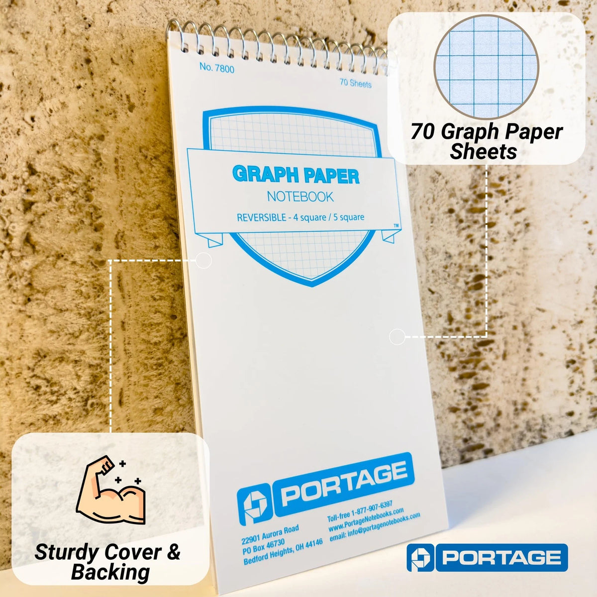 3 Pack Graph Paper Notebook for Top Bound Spiral Notepad