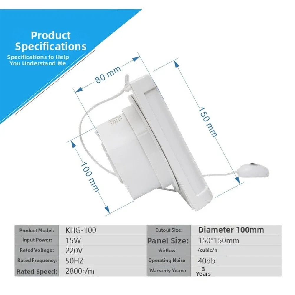 Exhaust Fan 100mm Low Noise 40db for Bathroom